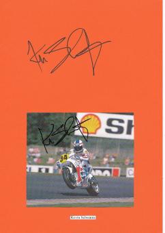 2  x  Kevin Schwantz  USA  1993 Weltmeister Motorrad Autogramm Karte & Bild  original signiert 