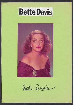Bette Davis † 1989  Film & TV Autogramm Karte original signiert 