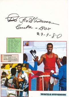 Teofilo Stevenson † 2012 Kuba  Weltmeister + 3 x Olympiasieger Boxen  Autogramm Karte original signiert 