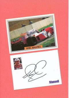 Nigel Mansell  Weltmeister   Formel 1  Auto Motorsport  Autogramm Karte  original signiert 