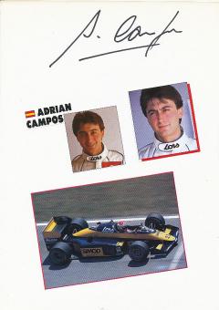 Adrian Campos † 2021 Spanien   Formel 1  Auto Motorsport  Autogramm Karte  original signiert 