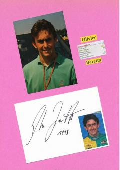 Olivier Beretta  Italien   Formel 1  Auto Motorsport  Autogramm Karte  original signiert 