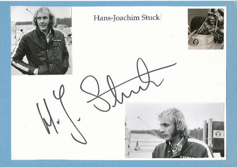 Hans Joachim Stuck  Formel 1  Auto Motorsport  Autogramm Karte  original signiert 
