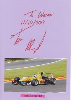 Tom Blomqvist   Auto Motorsport  Autogramm Karte  original signiert 