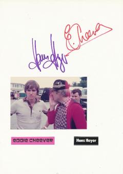 Eddie Cheever & Hans Heyer   Auto Motorsport  Autogramm Karte  original signiert 