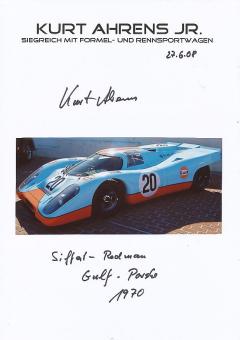 Kurt Ahrens Jr.   Auto Motorsport  Autogramm Karte  original signiert 