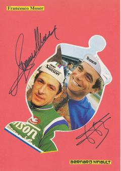 Francesco Moser & Bernard Hinault  Radsport Autogramm Karte original signiert 