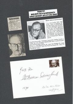 Martin Beheim Schwarzbach † 1985  Schriftsteller  Literatur Karte original signiert 