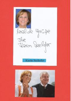 Karin Seehofer  Politik Autogramm Karte original signiert 