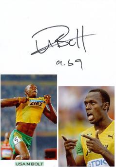 Usain Bolt  Jamaika  8 x Olympiasieger Sprint Leichtathletik  Autogramm Karte original signiert 