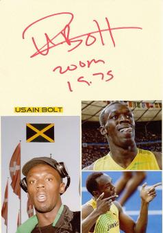 Usain Bolt  Jamaika  8 x Olympiasieger Sprint Leichtathletik  Autogramm Karte original signiert 