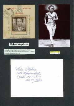 Helen Stephens † 1994  USA  2 x Olympiasiegerin 1936  Leichtathletik  Autogramm Karte original signiert 