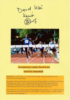 David Lelei † 2010  Kenia  Leichtathletik  Autogramm Karte original signiert 