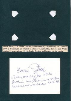 Erwin Blask † 1999  2.OS  Olympia 1936  Leichtathletik  Autogramm Karte original signiert 