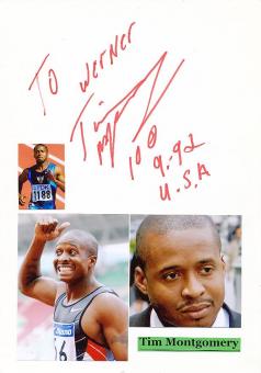 Tim Montgomery  USA  Leichtathletik  Autogramm Karte original signiert 