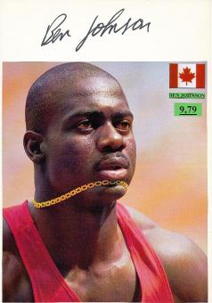 Ben Johnson  Kanada  Leichtathletik  Autogramm Karte original signiert 