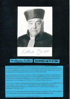 Wolfgang Zeidler † 1987  Ehemaliger Präsident des Bundesverfassungsgerichts der  Autogrammkarte  original signiert 