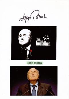 Sepp Blatter  Schweiz   FIFA Präsident Fußball  Autogramm Karte original signiert 