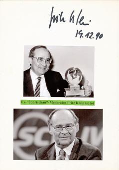 Fritz Klein † 2014  ARD TV  Sport Moderator  Autogramm Karte original signiert 