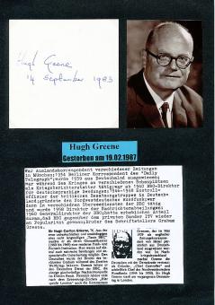 Hugh Greene † 1987  BBC  TV  Moderator   Autogramm Karte original signiert 
