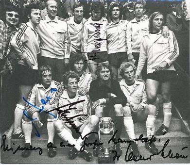 DFB Europameister EM 1972 mit Helmut Schön,Kremers,Heynckes,Wimmer   Fußball Autogramm Mannschafts Foto original signiert 