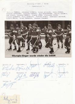 UDSSR Rußland Olympiasieger 1972 mit Tretjak,Kuskin,Michailow usw. Eishockey  Autogramm Blatt  original signiert 
