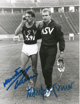 Martin Lauer † 2019  &  Manfred Germar Leichtathletik  Autogramm 17 x 21 cm Foto  original signiert 