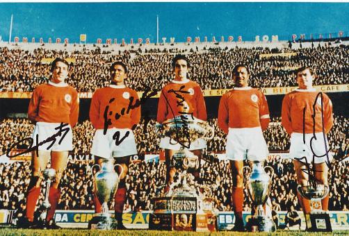 Benfica Lissabon 1965 Eusebio,Jose Torres,Coluna,Antonio Simoes,Jose Augusto  Fußball Autogramm 30 x 20 cm Foto original signiert 