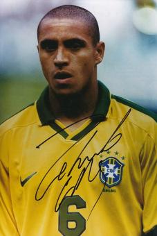 Roberto Carlos Brasilien Weltmeister WM 2002  Fußball 30 x 20 cm Autogramm Foto original signiert 