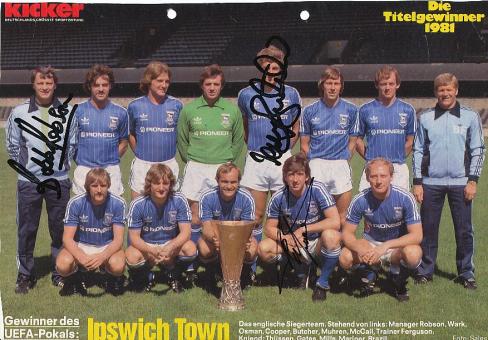 Ipswich Town  1981 Robson, Butcher, mariner  Fußball Autogramm Bild  original signiert 