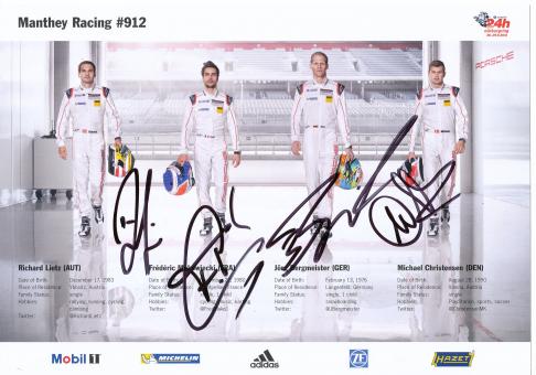 Christensen & Lietz & Bergmeister & Malowiecki   Porsche   Auto Motorsport 18 x 26 cm  Autogrammkarte  original signiert 