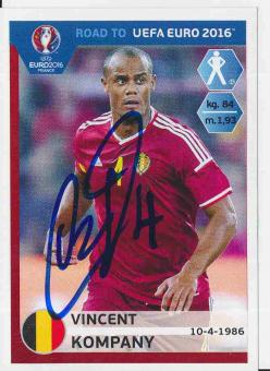 Vincent Kompany  Belgien  Road to EM 2016 Panini Sticker orig. signiert 