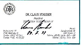 Claus Stauder  Tennis  Präsident Autogramm Karte original signiert 