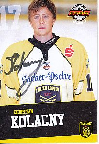 Cristian Kolacny  Tölzer Löwen  Eishockey Card original signiert 