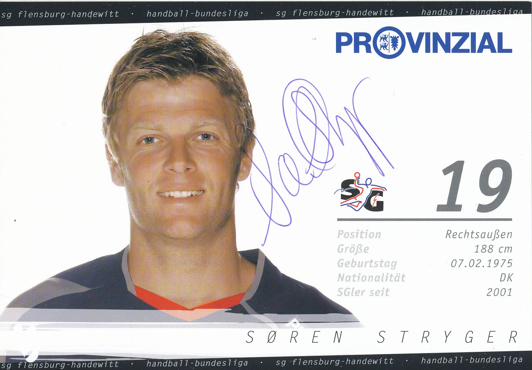 Kelocks Autogramme Sören Stryger SG Flensburg Handewitt Handball Autogrammkarte original signiert online kaufen